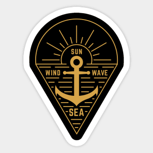 Sea Wind Wave Sun Linear design Sticker
